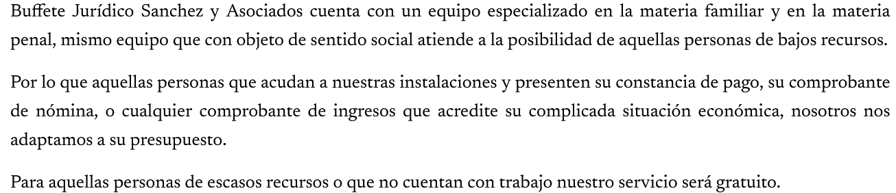 Buffete Jur&iacute;dico Sanchez y Asociados
