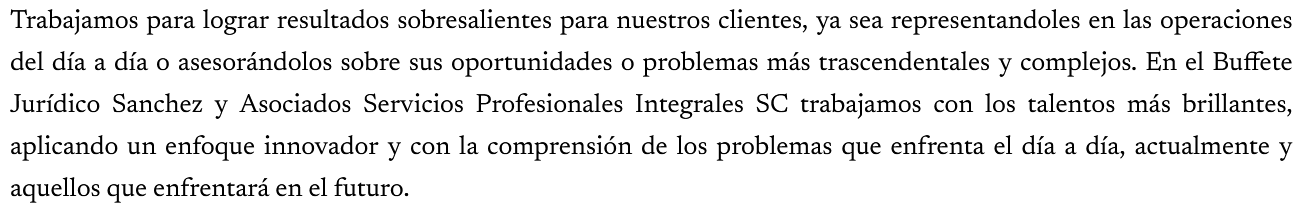 Buffete Jur&iacute;dico Sanchez y Asociados